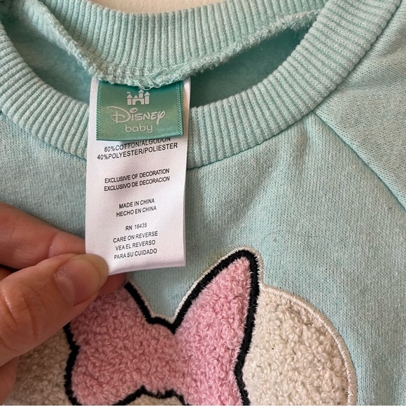 🌼 5/$25 Disney Baby Minnie Mouse Aqua Sweatshirt 12M Pink Bow Pullover Toddler - Picture 2 of 8